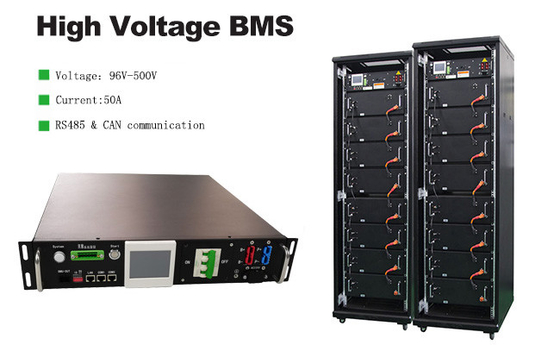 نظام إدارة البطارية 96S BMS Lifepo4 BMS 120V 144V 192V 240V 384V 480V 50A BMS بالبث مع اتصال RS485 CAN
