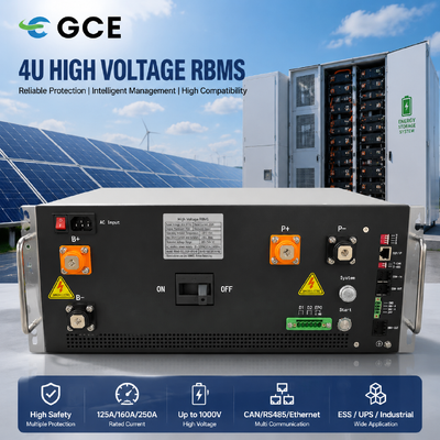 GCE الطاقة 4U رف BMS 250A 1000V نظام إدارة بطارية عالية الجهد للحاوية ESS الشمسية.